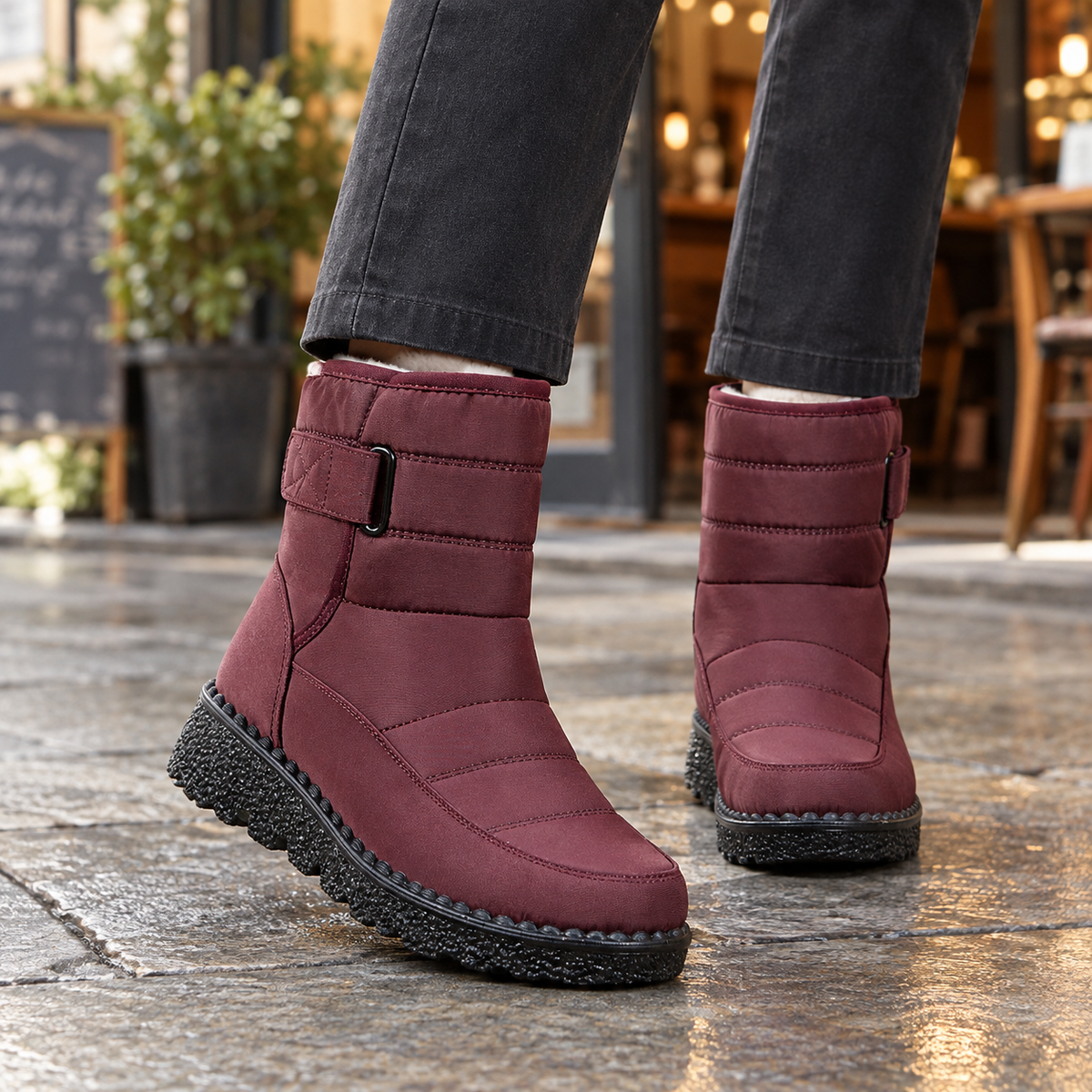 Abate Quilted Snow Boots - Red