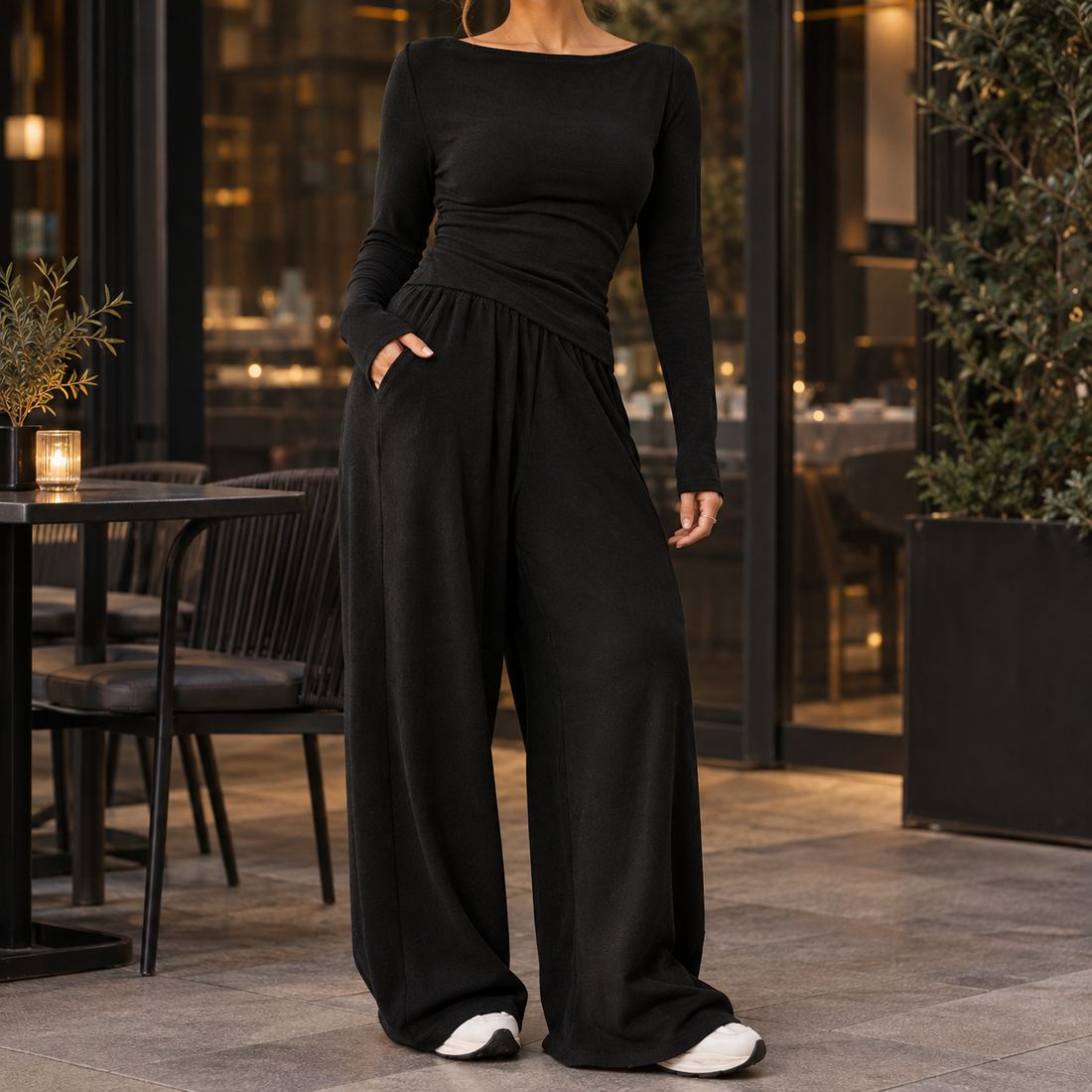 Idalia-Lane Wide-Leg Set - Black
