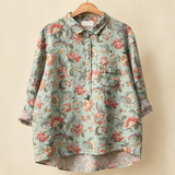 Lucia-Sage Vintage Blouse - Sage Green Floral