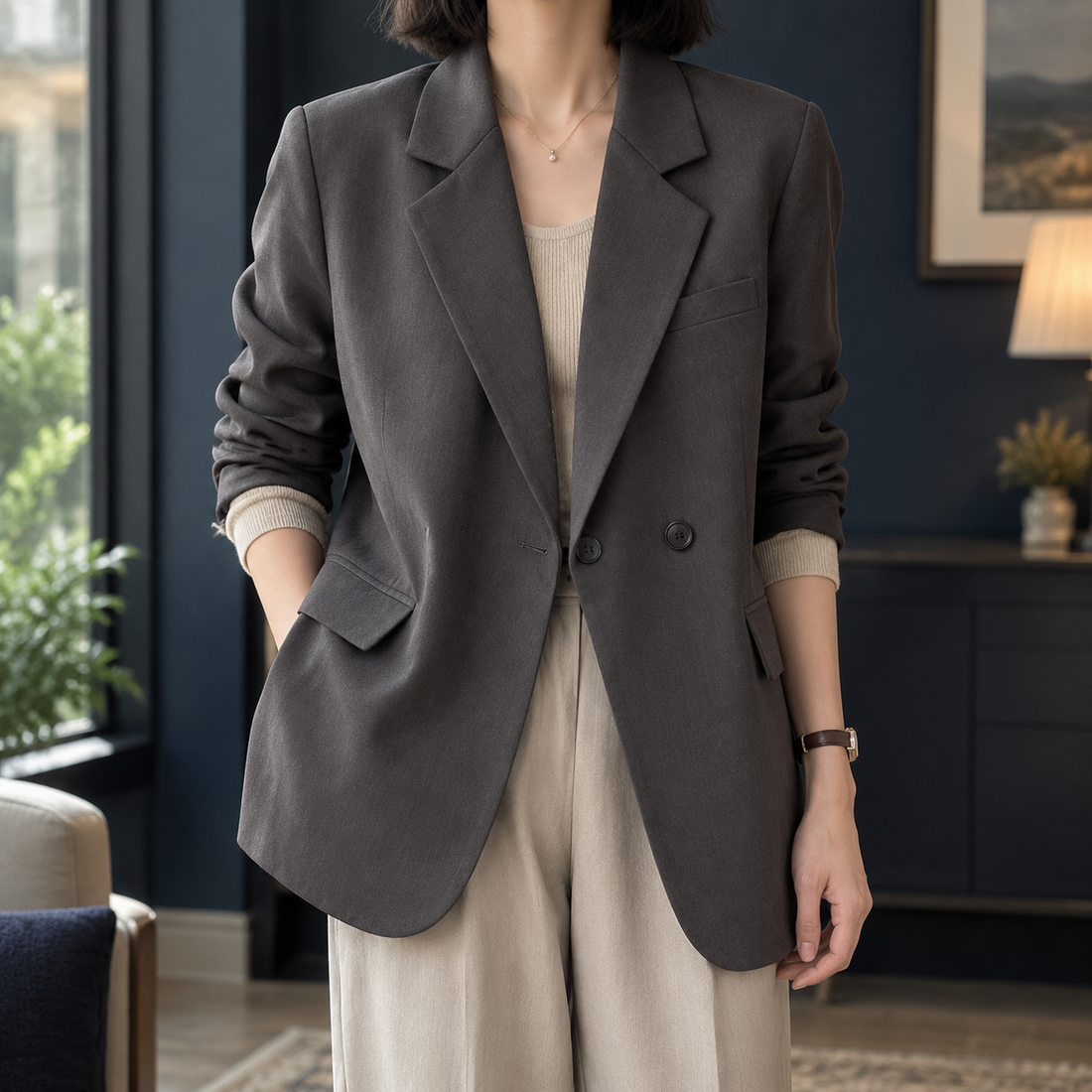 Ottilia Relaxed Blazer - Gray