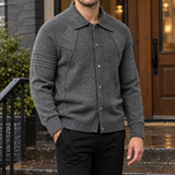 Anthony Ribbed Cardigan - Gray