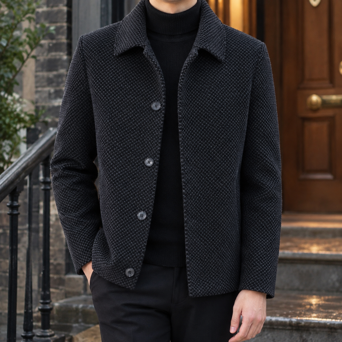 Dylan Textured Jacket - Black