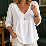 Modesty V-Neck Blouse - White