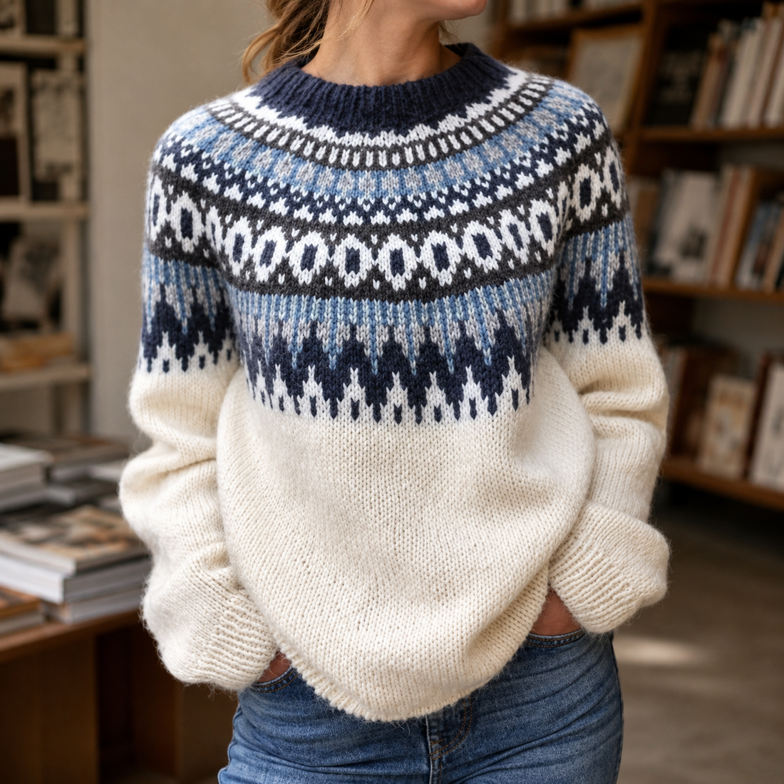 Livia Fair Isle Sweater - Beige