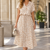 Edith-Sage Drawstring Midi Dress - White