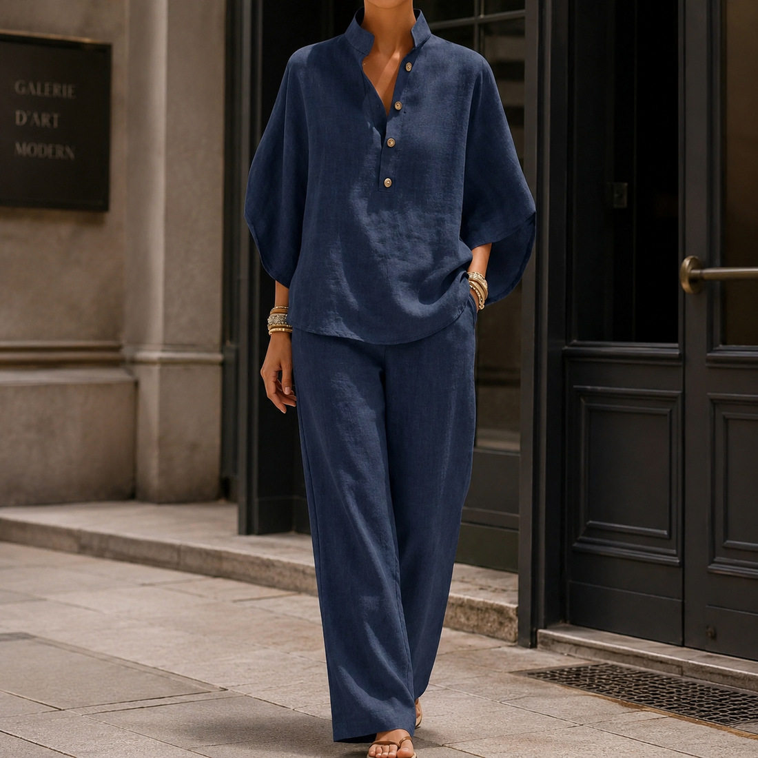 Florence Flowy Set - Navy Blue