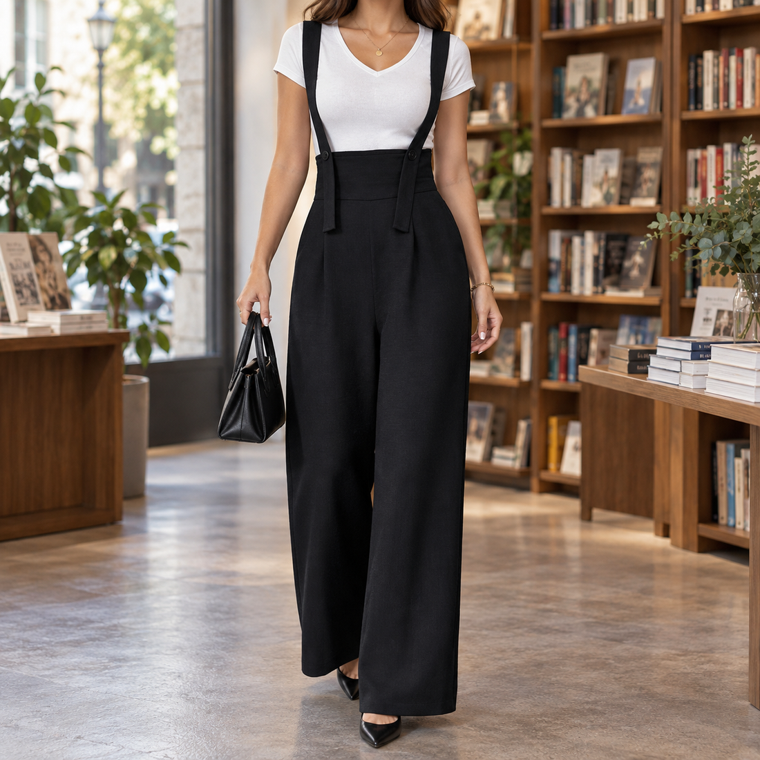 Flavia Wide-Leg Jumpsuit - Black