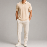 Ignatius Ribbed Polo on model