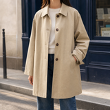 Oriane Single-Breasted Overcoat - Khaki