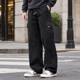 Lothaire-Grey Relaxed Cargo Pants - Black