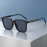 Idalia Square Sunglasses - Bright Black Frame Gray Film