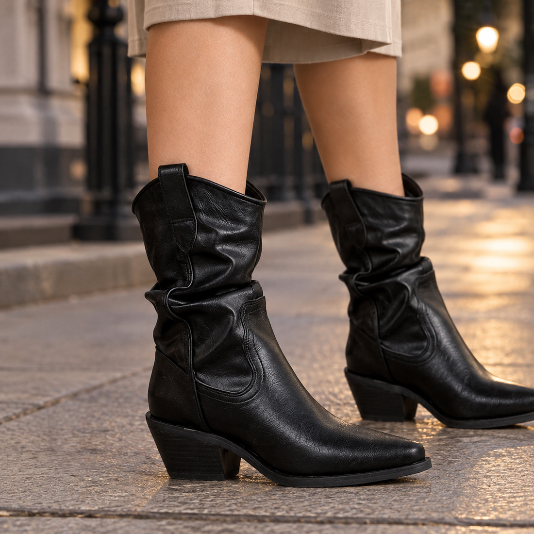 Venturi Ruched Boots - Black