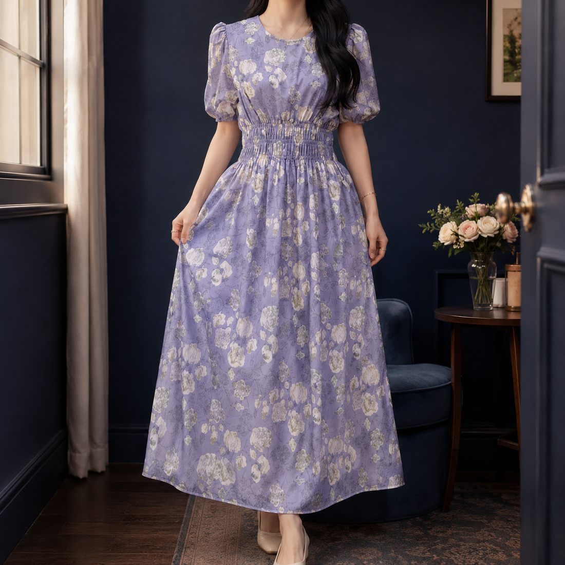 Giulietta Shirred Maxi Dress - Picture Color
