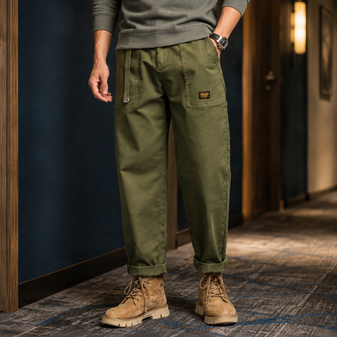 Rhys Relaxed Pants - Army Green