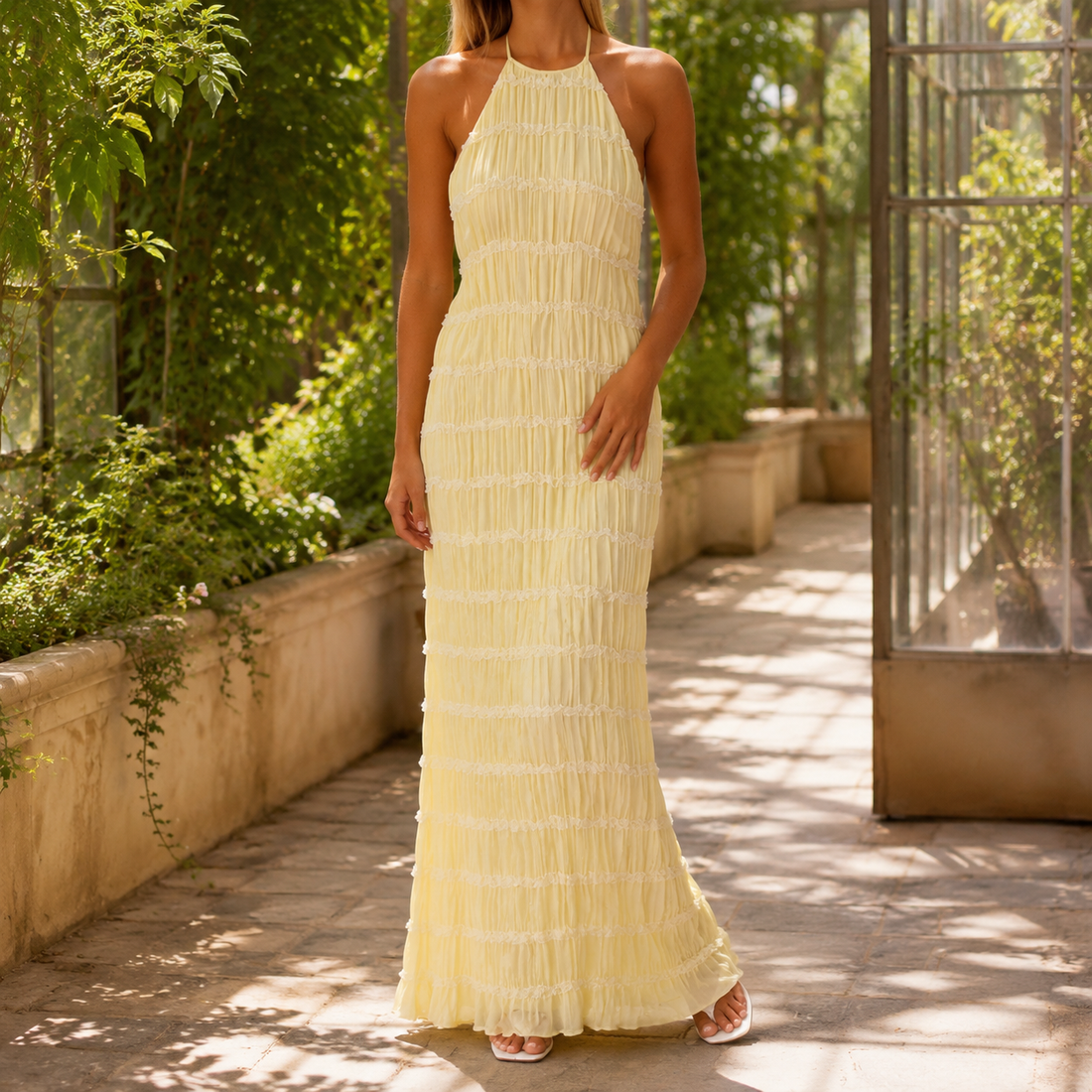 Clara-Skye Halter Maxi Dress - Yellow