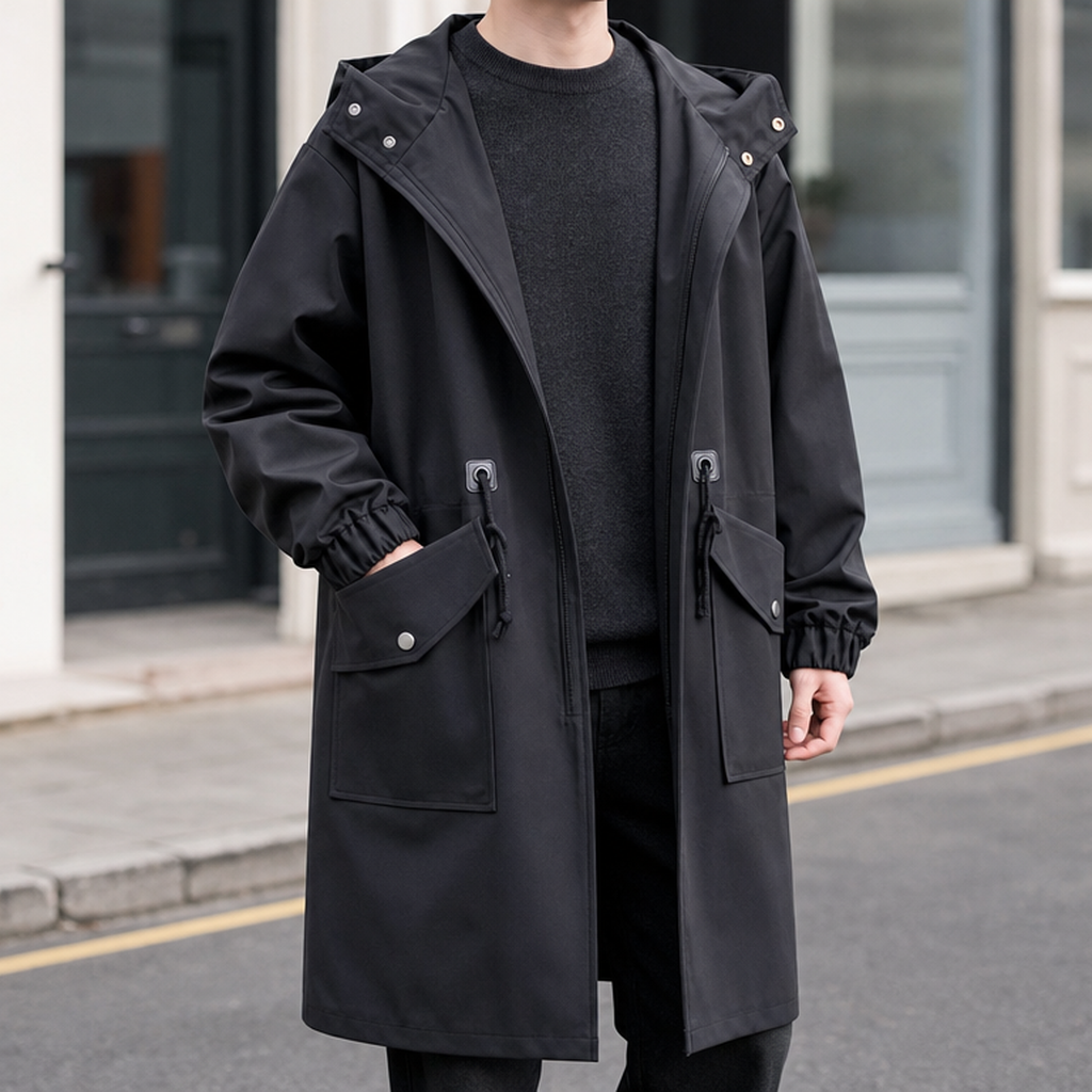 Rodolphe Hooded Overcoat - Black