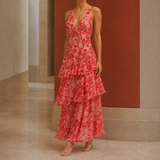 Harriet Tiered Maxi Dress - Red