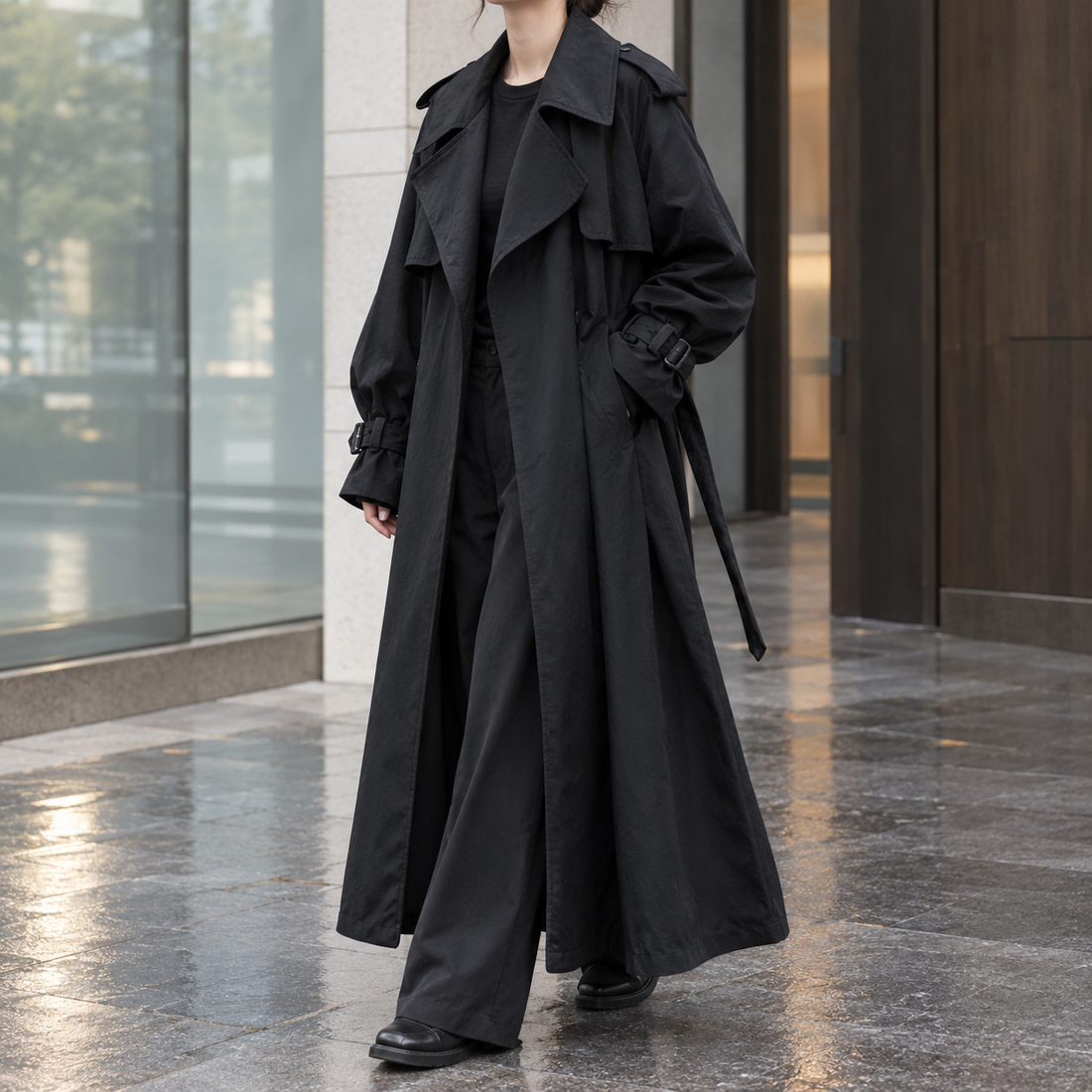 Heidi-Faye Draped Overcoat - Black