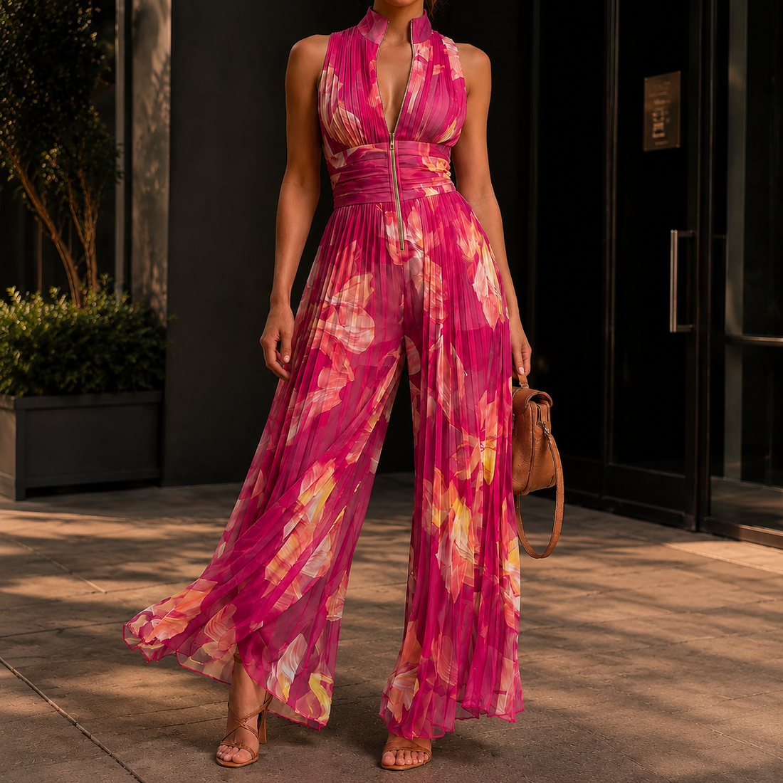 Mireille Wide Leg Jumpsuit - Fuchsia