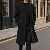 Halvard Single Breasted Overcoat - Black