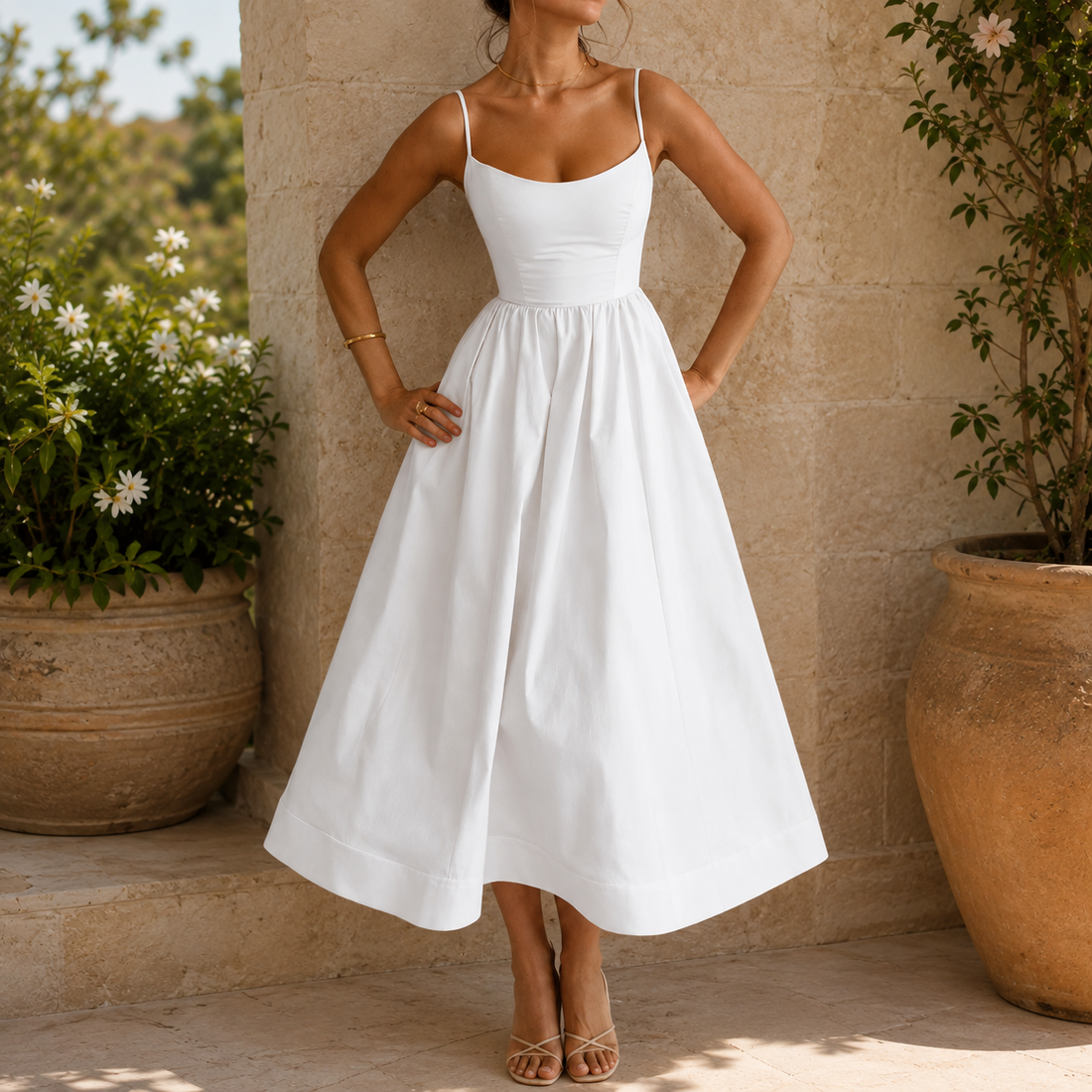Bianca-Jane Scoop Neck Dress - White
