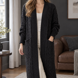 Naomi-Hope Cable Knit Cardigan - Black