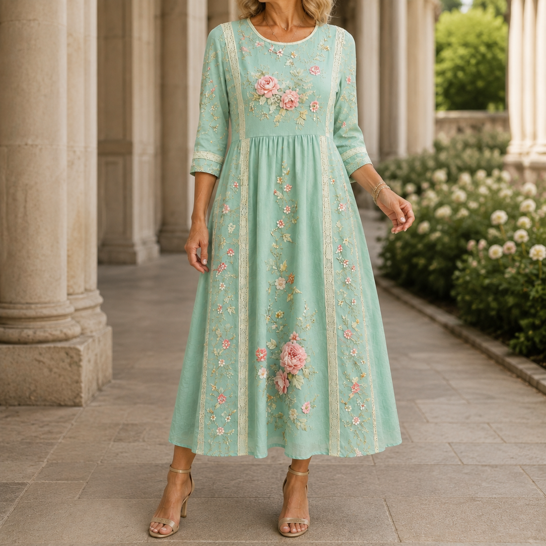 Liora Floral Maxi Dress - Mint Green