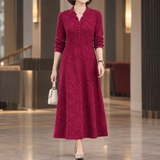 Aline Jacquard Midi Dress - Rose Purple