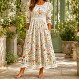 Elodie Floral Midi Dress - Ivory Floral