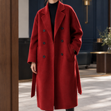 Briony Double-Breasted Coat - Wine Red