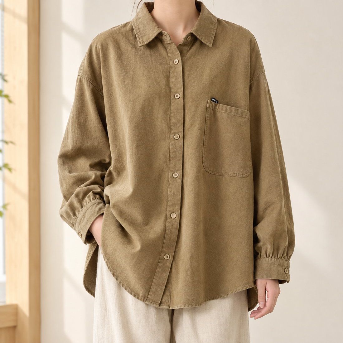 Emily Relaxed Shirt - Khaki