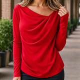 Evelina-June Draped Blouse - Red