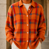 Valentin Plaid Cardigan - Orange