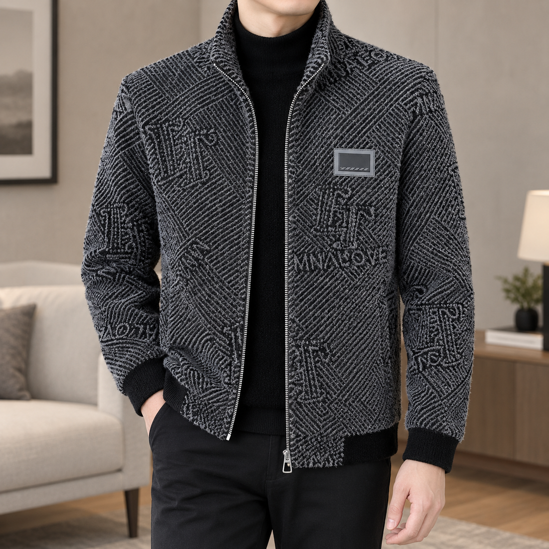 Freddie Graphic Zip Jacket - Gray