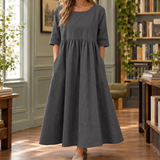 Vanessa Gathered Maxi Dress - Gray