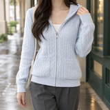 Geraldine-Lane Cable Knit Jacket - Blue