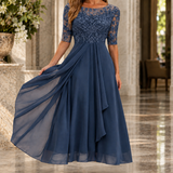Maia Lace Midi Dress - Blue