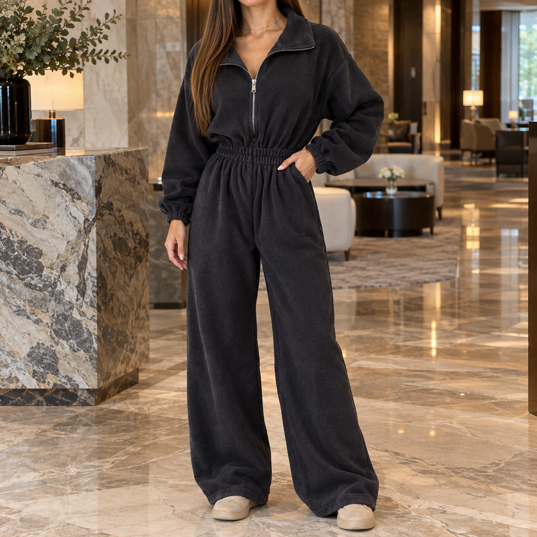Vera-Claire Wide Leg Jumpsuit - Black