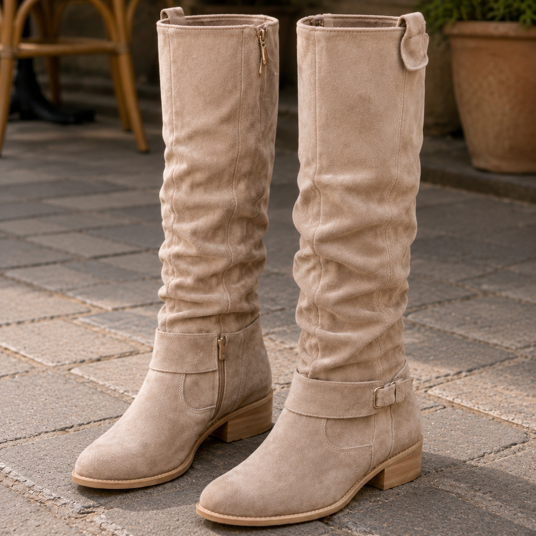 Matera Slouch Boots - Beige