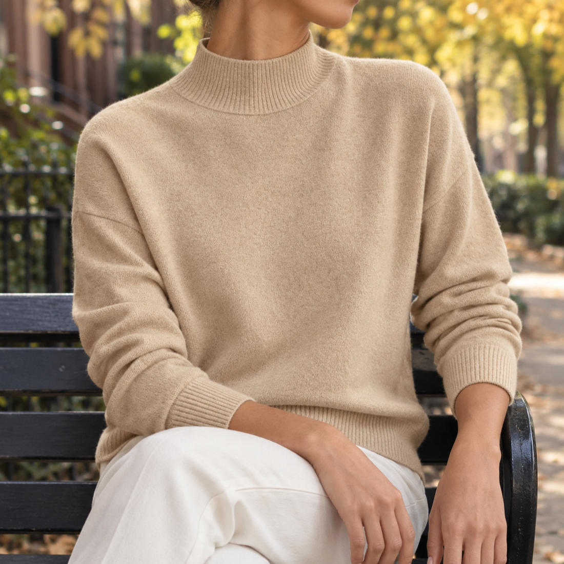 Melisande-Eve Half Turtleneck Sweater - Apricot