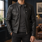 Alec Leather Moto Jacket - Black