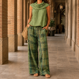 Olympia Draped Check Set - Green Check