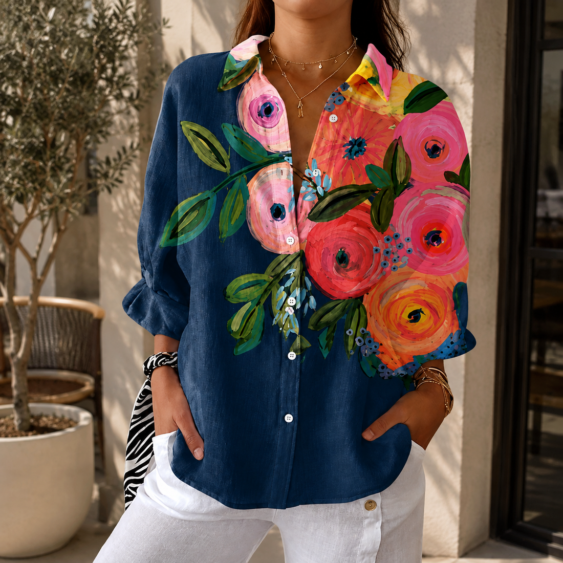 Isla Floral Blouse - Navy Floral