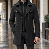 Caspian-Dean Wool Coat - Black