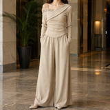 Hermione Asymmetric Pants Set - Khaki