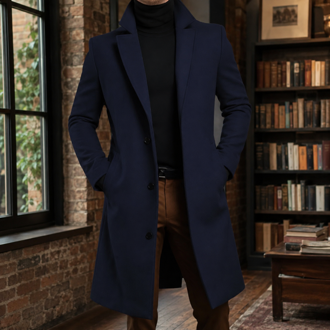Gideon Tailored Overcoat - Navy
