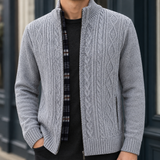 Wendell Cable Knit Cardigan - Light Gray