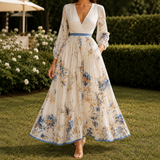 Giselle Pleated Maxi Dress - Ivory Floral