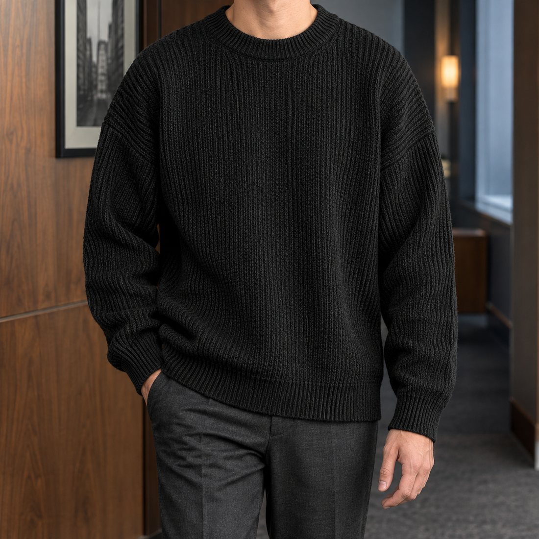 Dominic Ribbed Sweater - Black