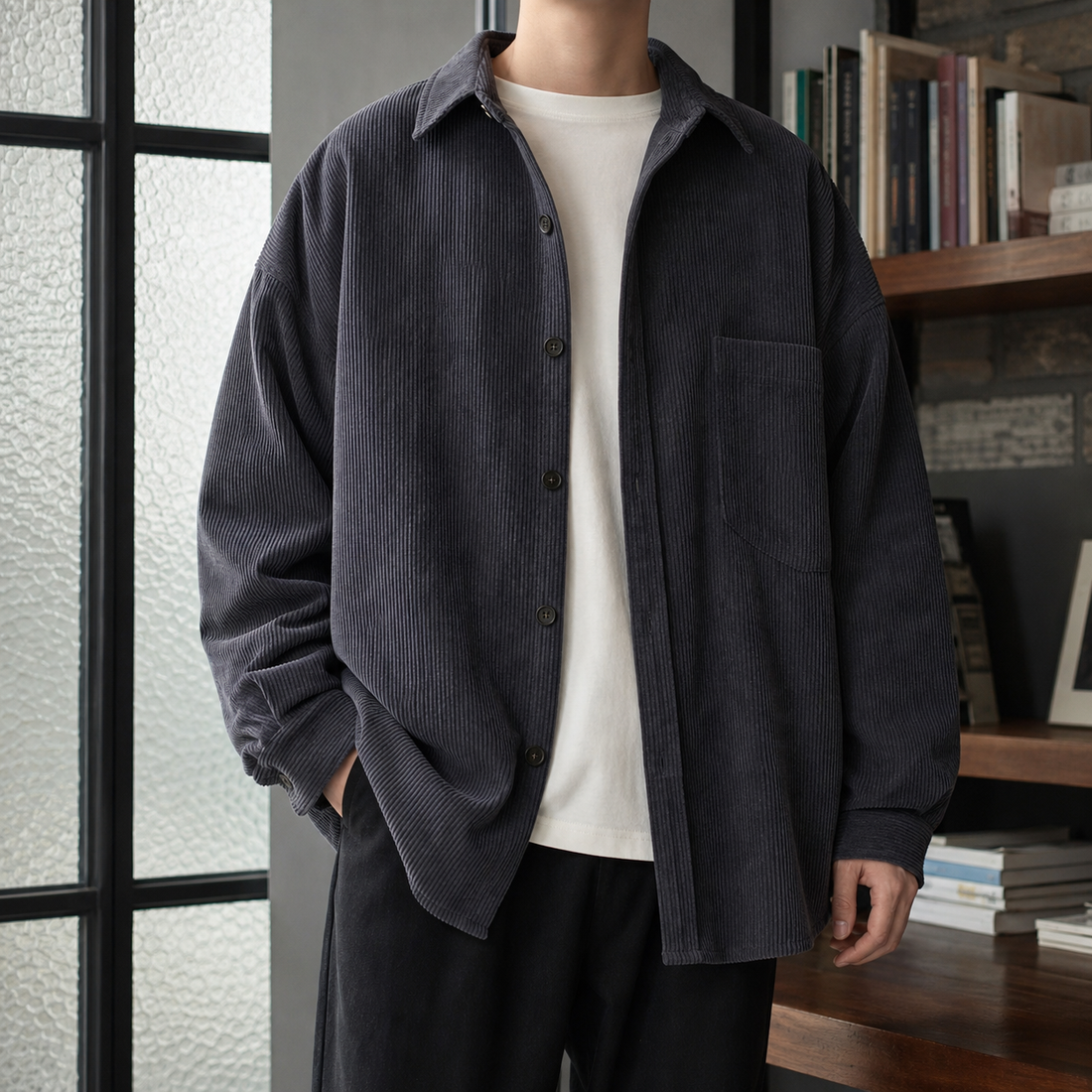 Vincent-Tate Relaxed Overshirt - Gray